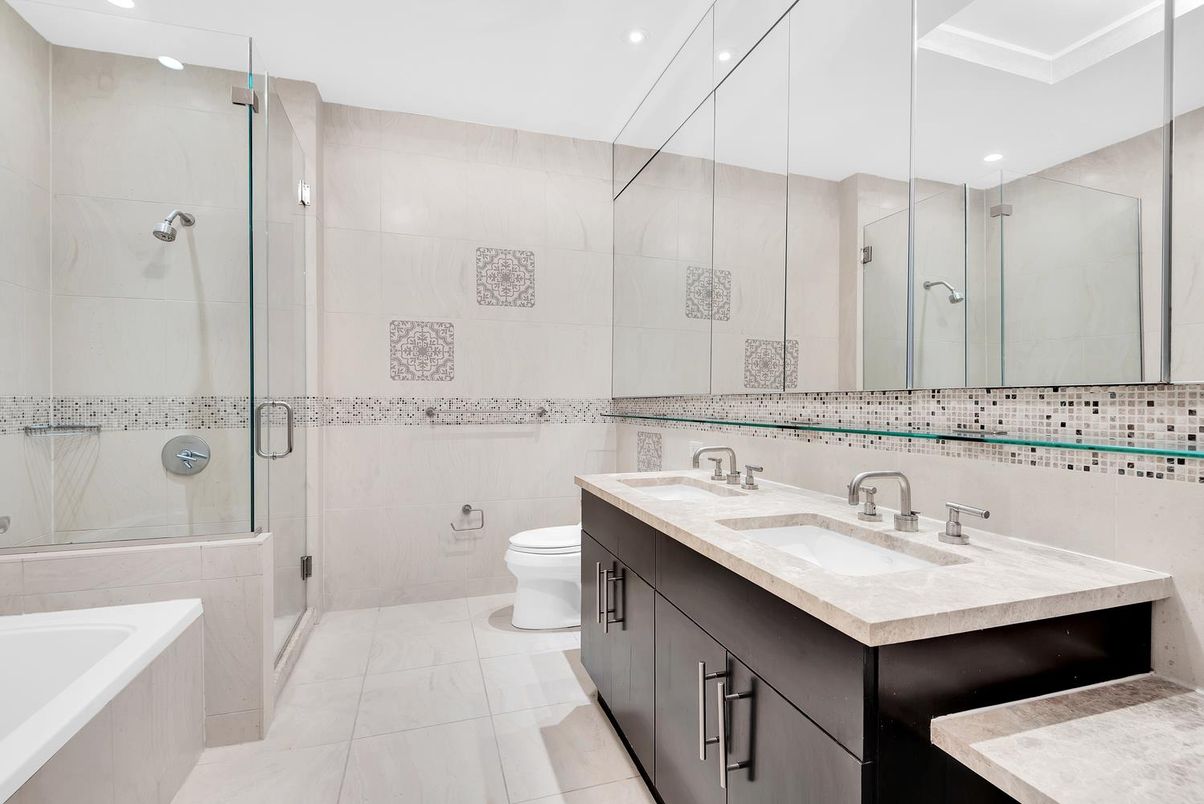 Bathroom, Dual Sink Vanities, Glass Shower, Interior, Recessed Lighting