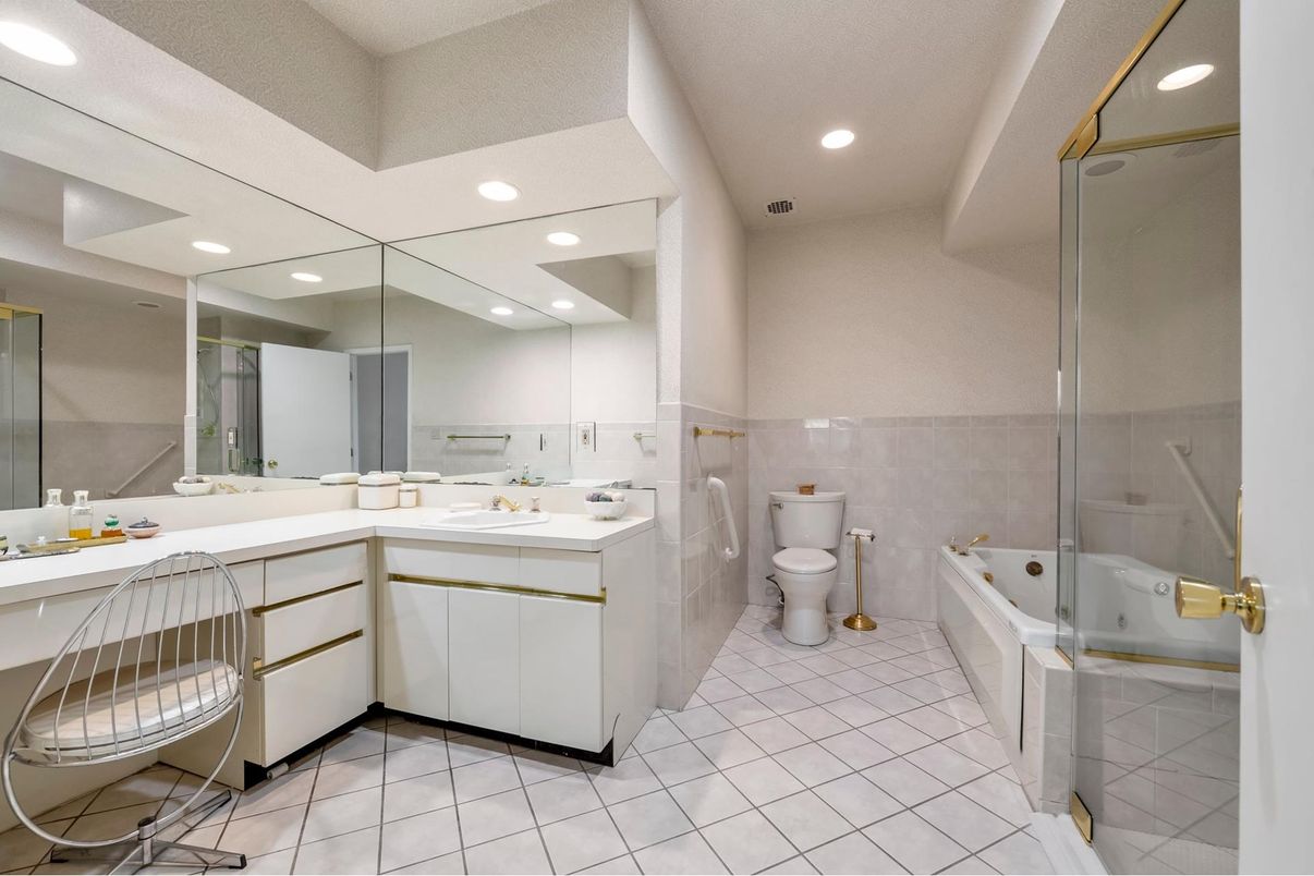 Bathroom, Dual Sink Vanities, Glass Shower, Interior, Recessed Lighting
