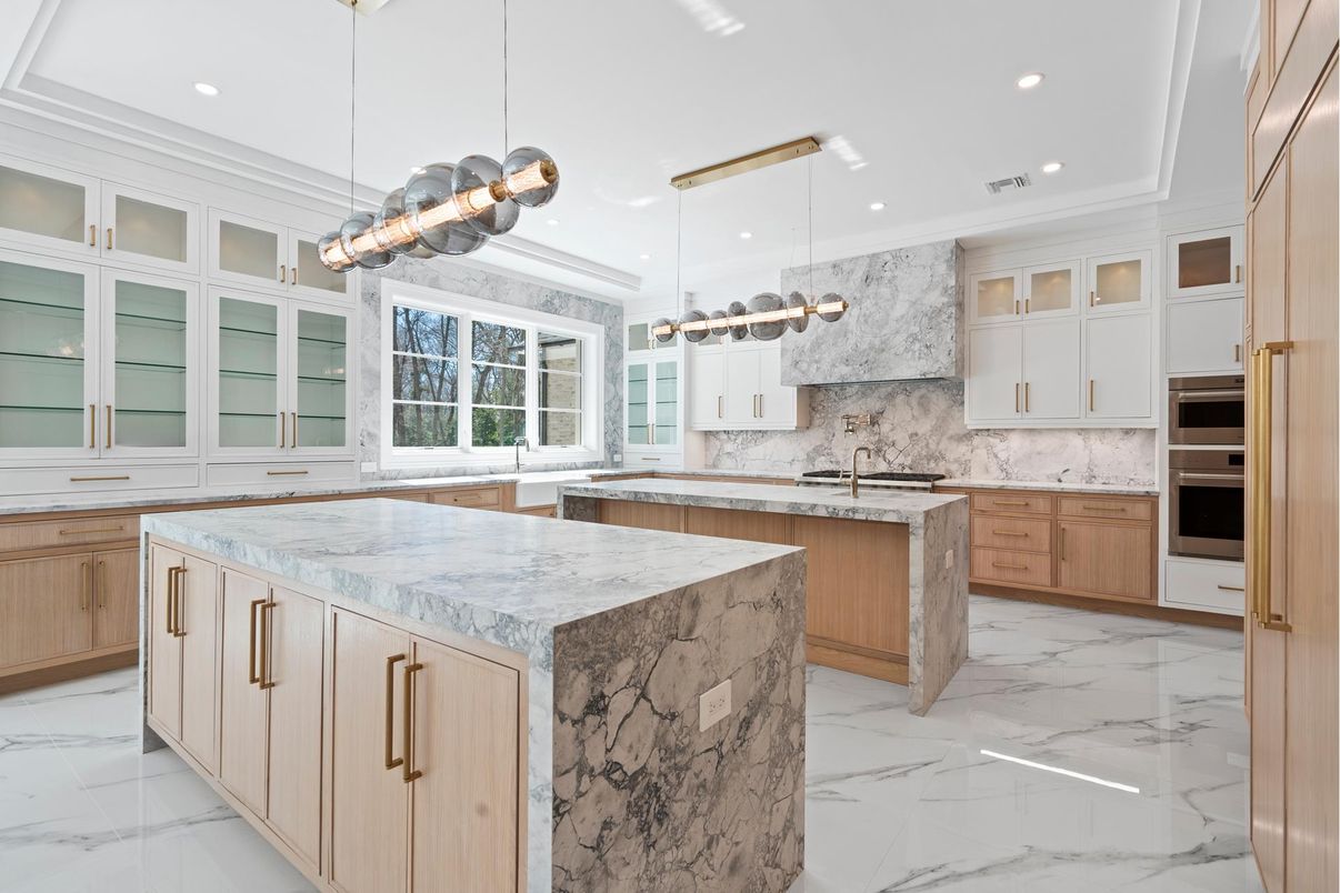 Interior, Kitchen, Marble, Pendant Lights, Recessed Lighting
