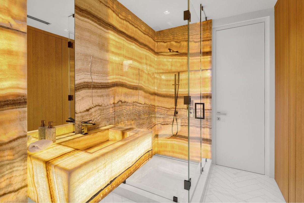 Bathroom, Glass Shower, Interior, Recessed Lighting