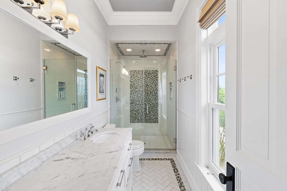 Bathroom, Glass Shower, Interior, Recessed Lighting