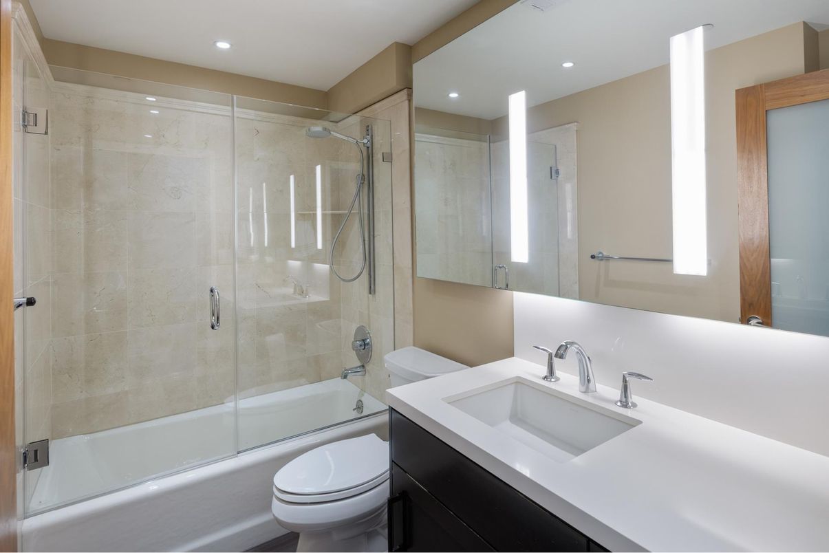 Bathroom, Glass Shower, Interior, Recessed Lighting