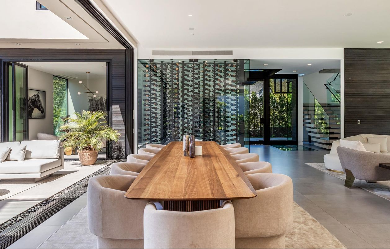 Dining room, Interior, Living room, Recessed Lighting, Wine Storage