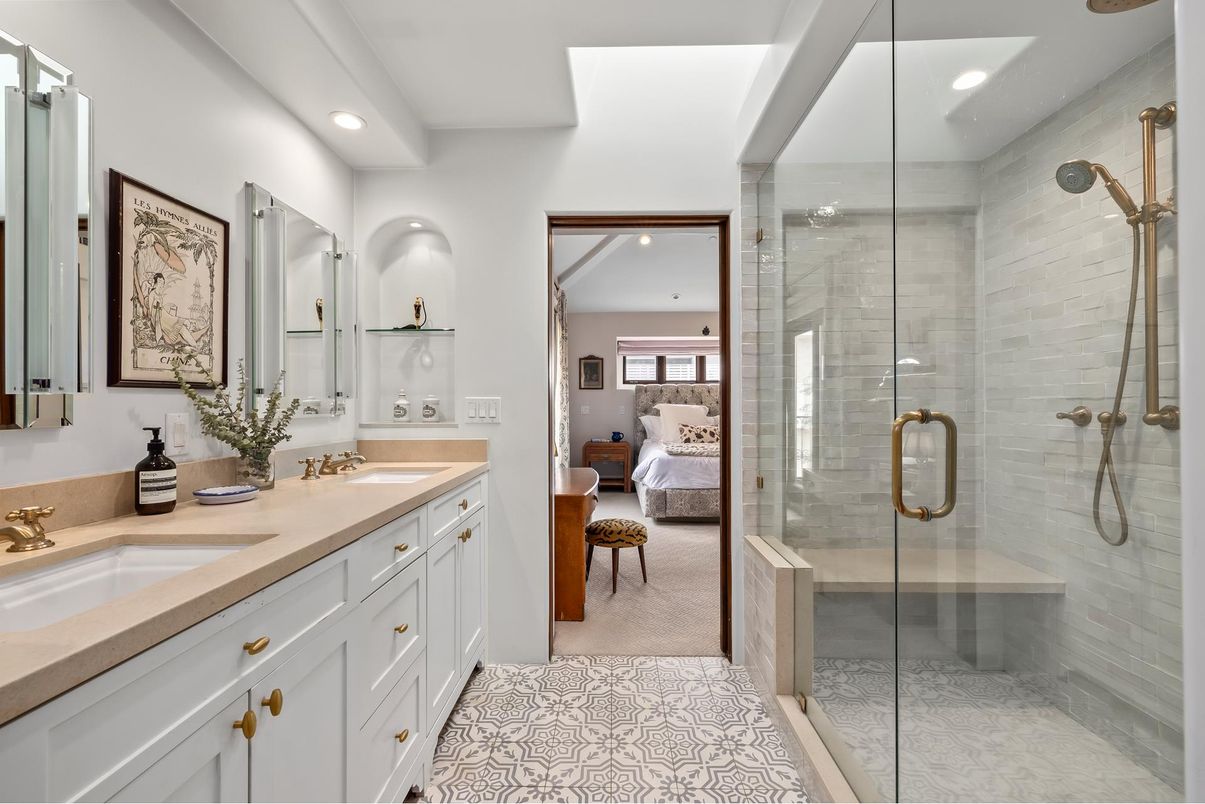 Bathroom, Bedroom, Dual Sink Vanities, Glass Shower, Interior, Recessed Lighting