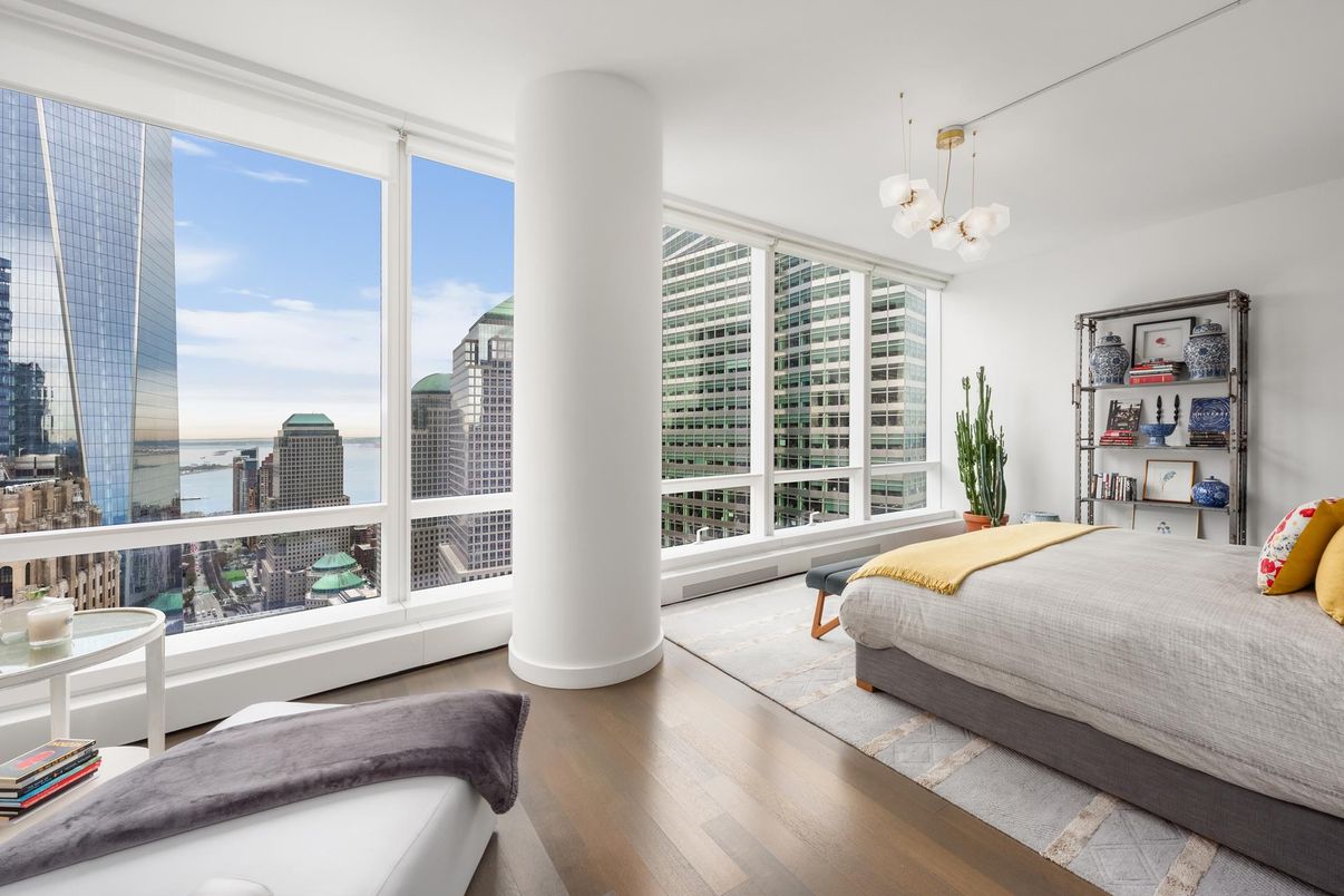 Bedroom, Interior, Pendant Lights, Wood Texture Flooring
