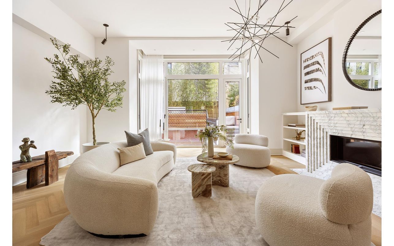 Fireplace, Interior, Living room, Pendant Lights, Wood Texture Flooring