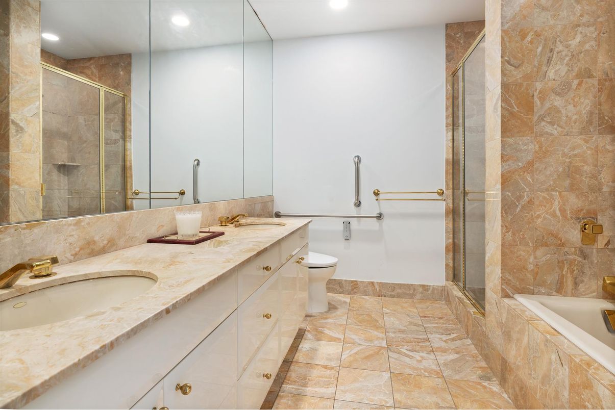 Bathroom, Dual Sink Vanities, Glass Shower, Interior, Recessed Lighting