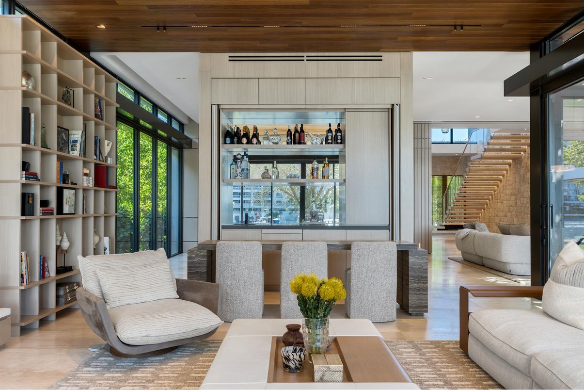 Interior, Living room, Recessed Lighting, Wooden Ceilings, Wood Texture Flooring