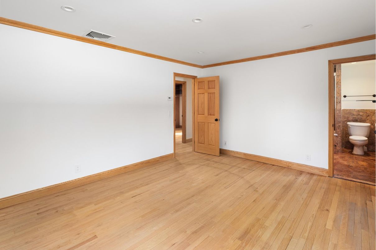Bathroom, Empty room, Interior, Recessed Lighting, Wood Texture Flooring