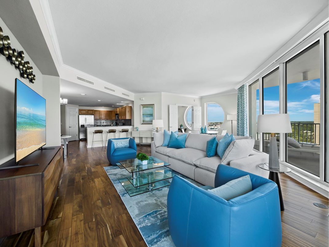 Interior, Kitchen, Living room, Recessed Lighting, Stainless Steel Appliances, Wood Texture Flooring