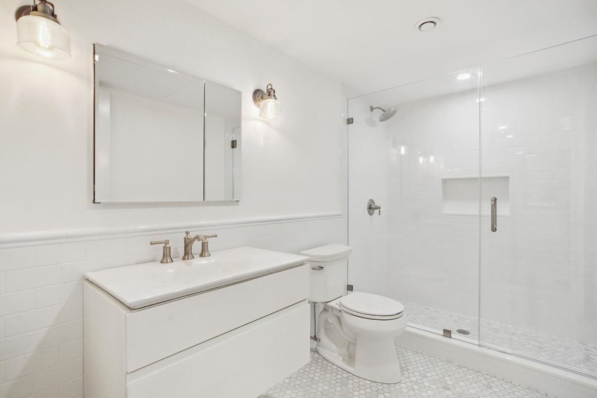 Bathroom, Glass Shower, Interior, Recessed Lighting