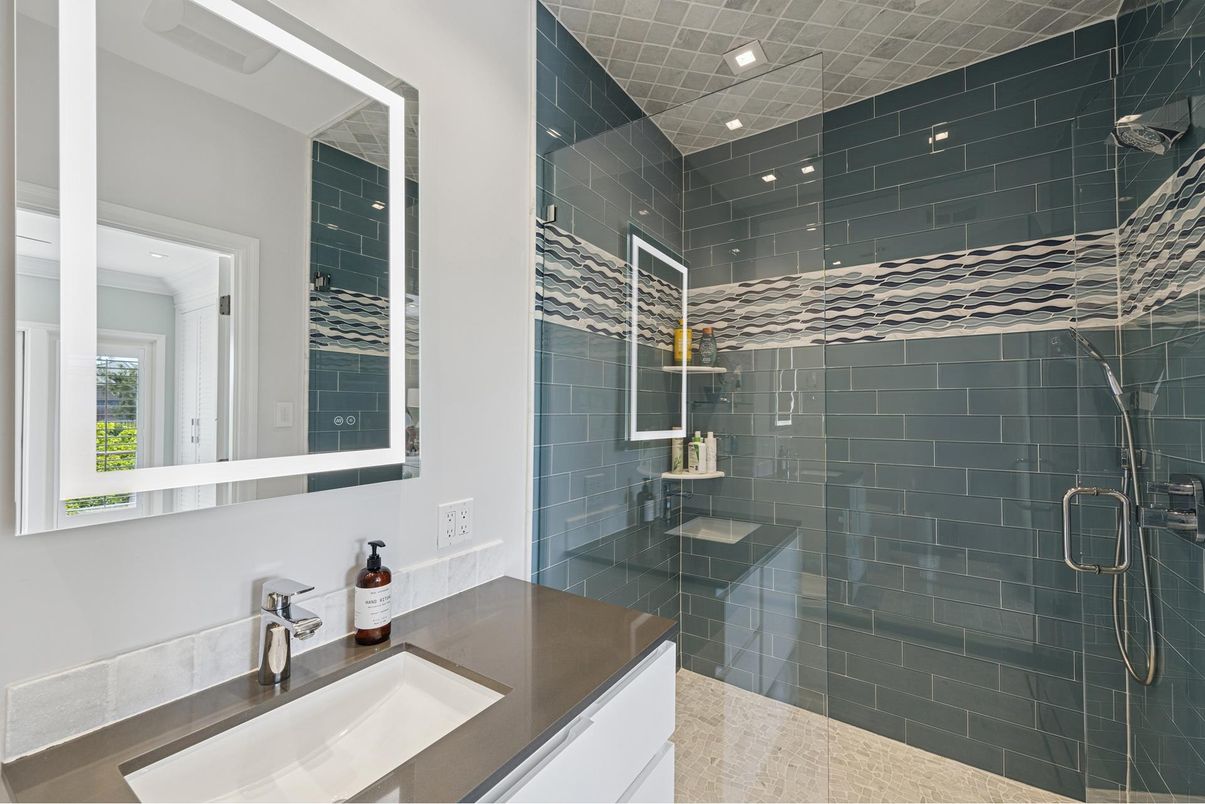 Bathroom, Glass Shower, Interior, Recessed Lighting
