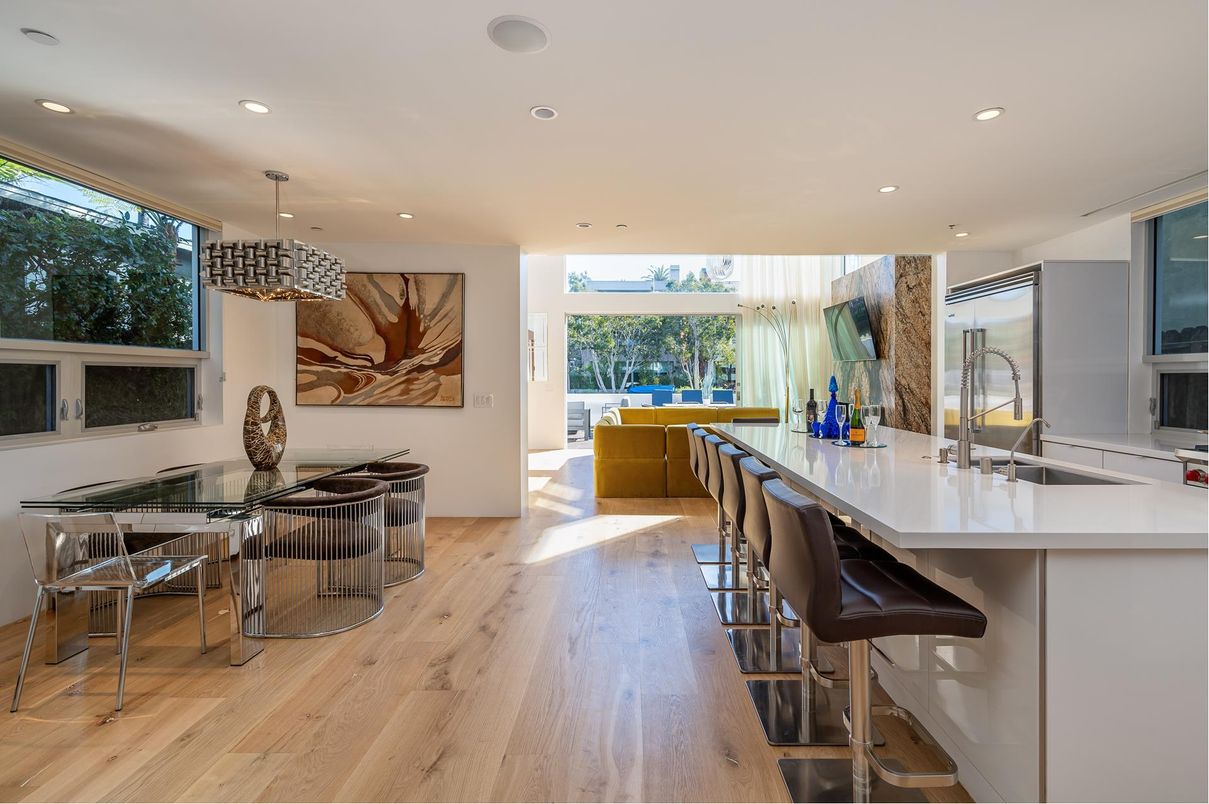 Interior, Kitchen, Pendant Lights, Recessed Lighting, Wood Texture Flooring