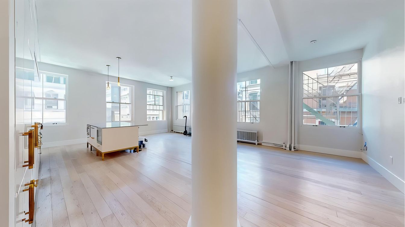 Empty room, Interior, Pendant Lights, Recessed Lighting, Wood Texture Flooring