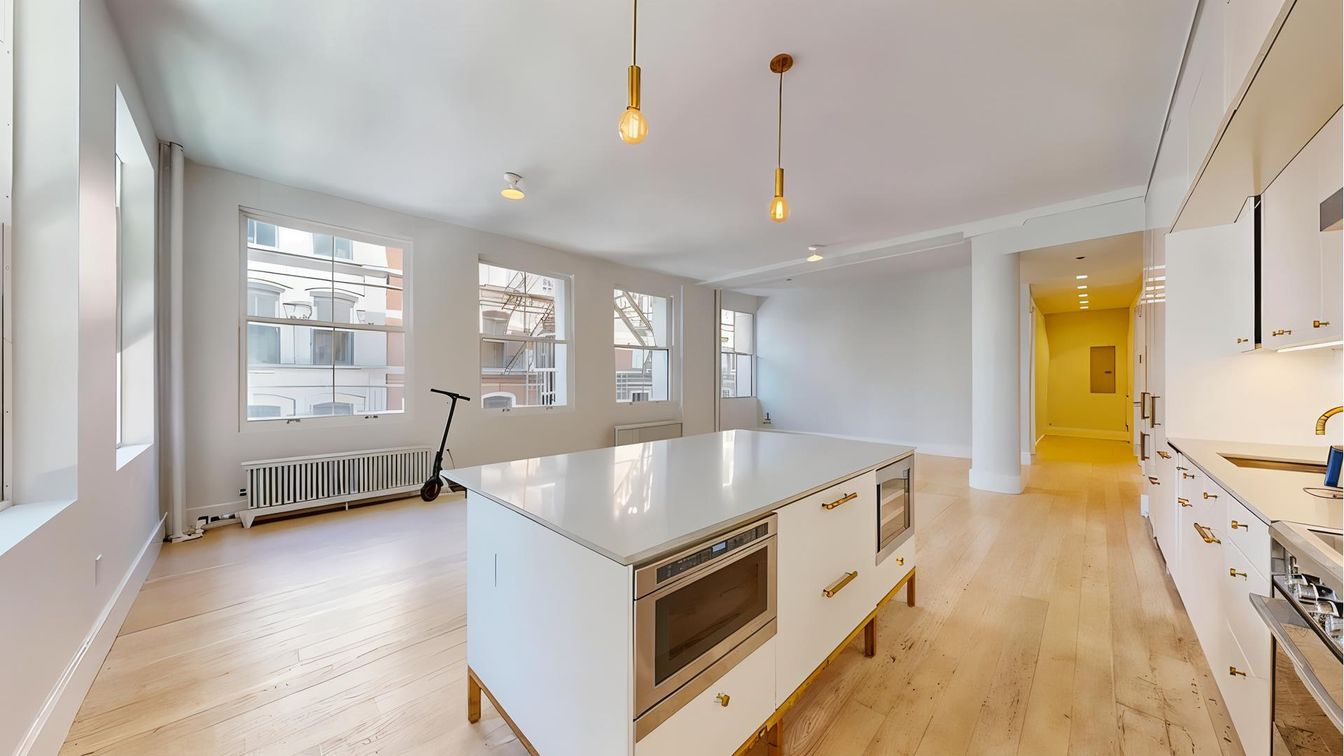 Interior, Kitchen, Pendant Lights, Recessed Lighting, Wood Texture Flooring