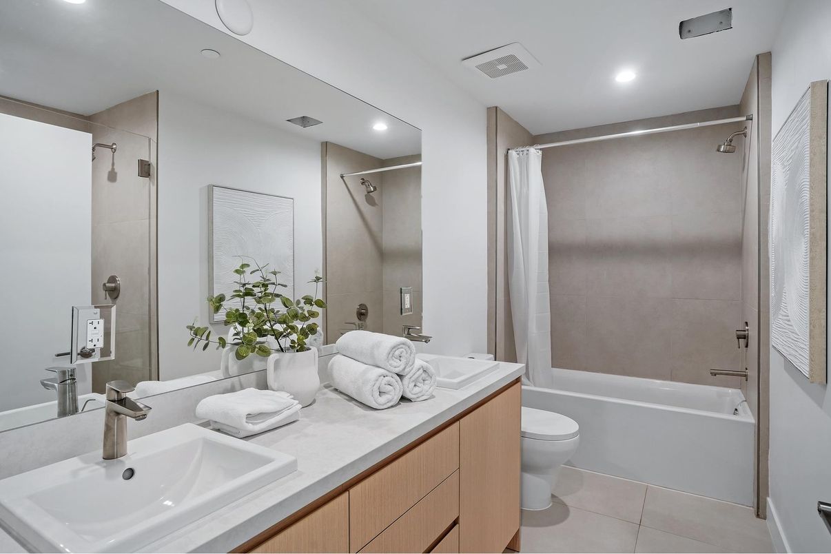 Bathroom, Dual Sink Vanities, Glass Shower, Interior, Recessed Lighting