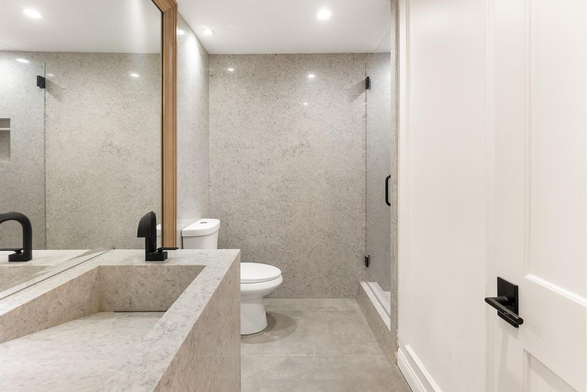 Bathroom, Glass Shower, Interior, Recessed Lighting