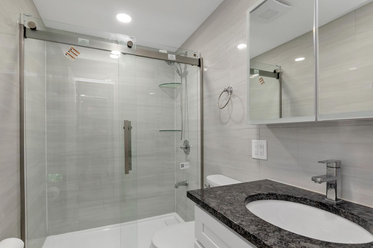 Bathroom, Glass Shower, Interior, Recessed Lighting