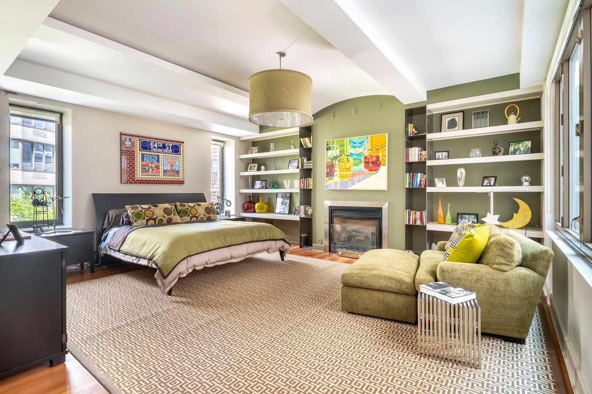 Bedroom, Fireplace, Interior, Wood Texture Flooring