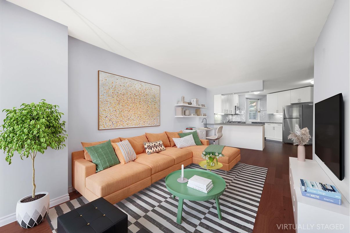 Interior, Kitchen, Living room, Stainless Steel Appliances, Wood Texture Flooring