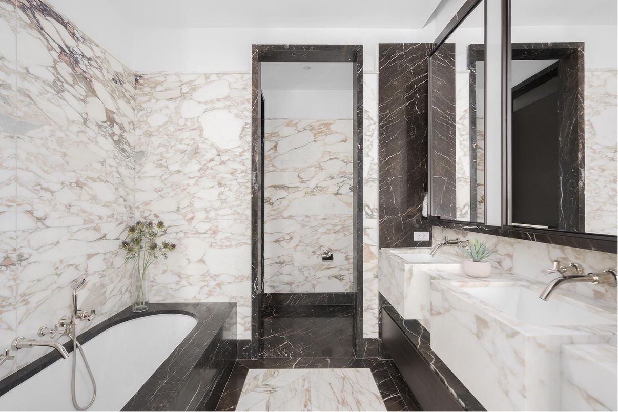 Bathroom, Dual Sink Vanities, Interior, Marble, Marble Walls