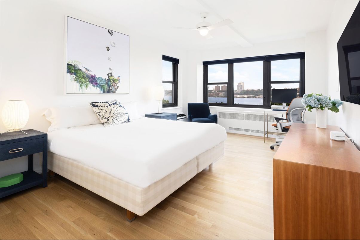 Bedroom, Home Office, Interior, Water, Wood Texture Flooring