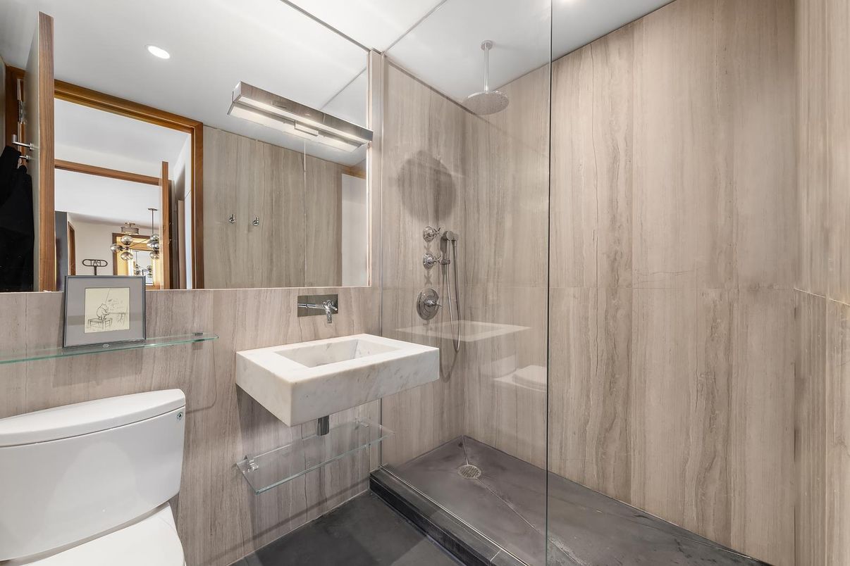 Bathroom, Glass Shower, Interior, Recessed Lighting