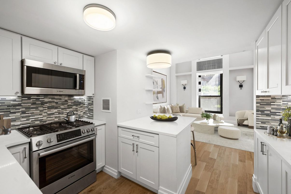 Interior, Kitchen, Living room, Stainless Steel Appliances, Wood Texture Flooring