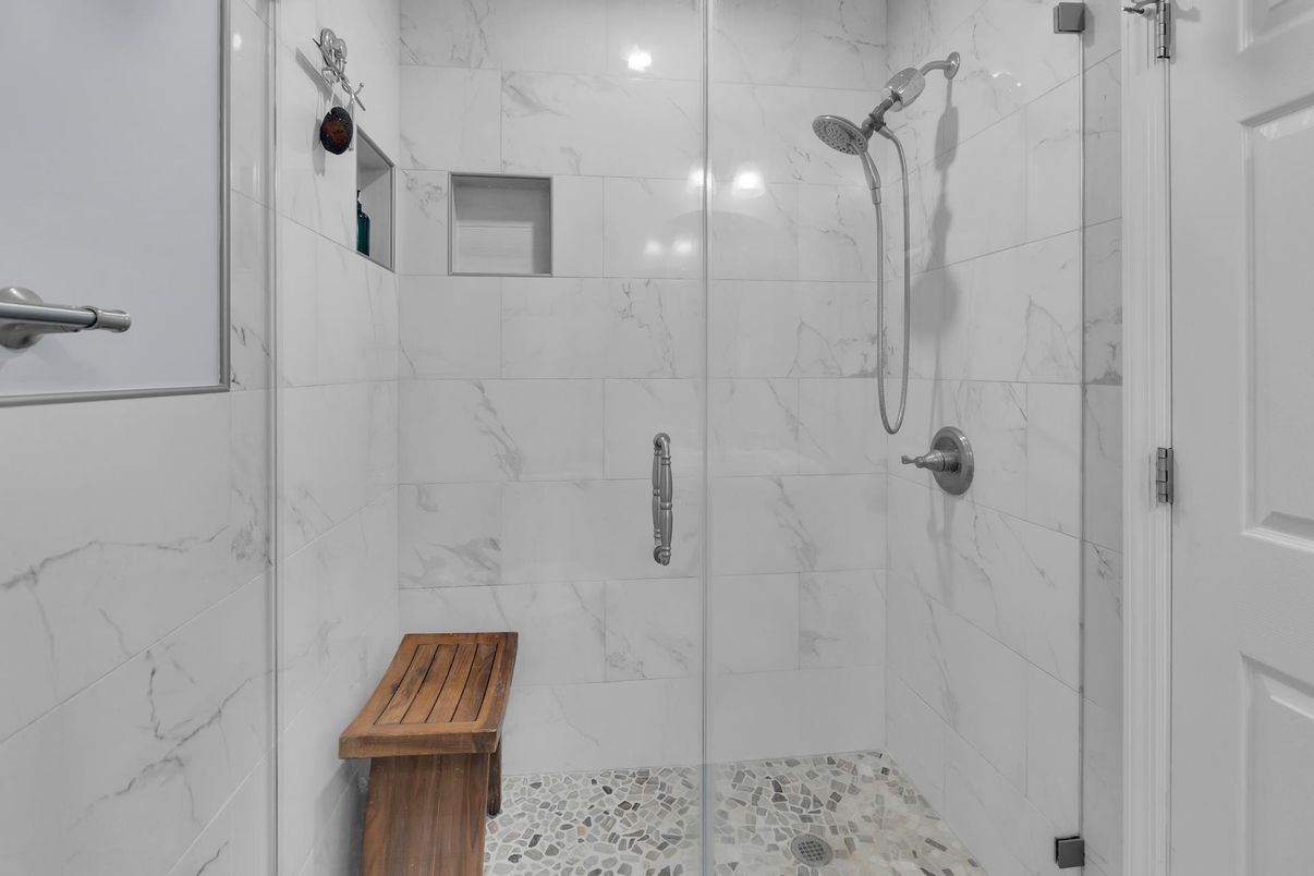 Bathroom, Glass Shower, Interior, Marble Walls