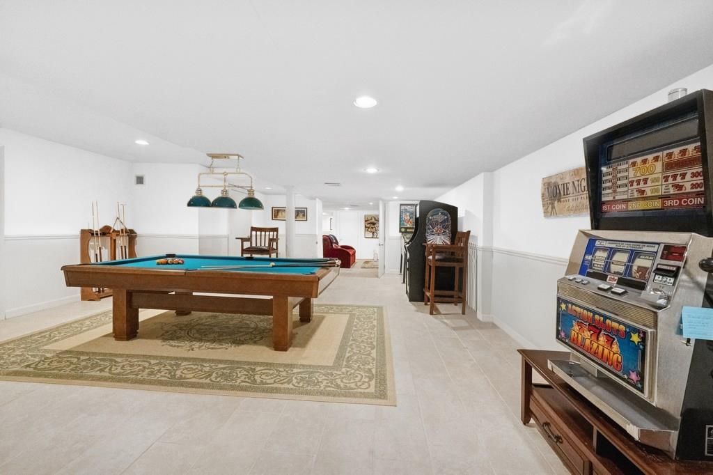 Billiard Table, Game Room, Interior, Pendant Lights, Recessed Lighting