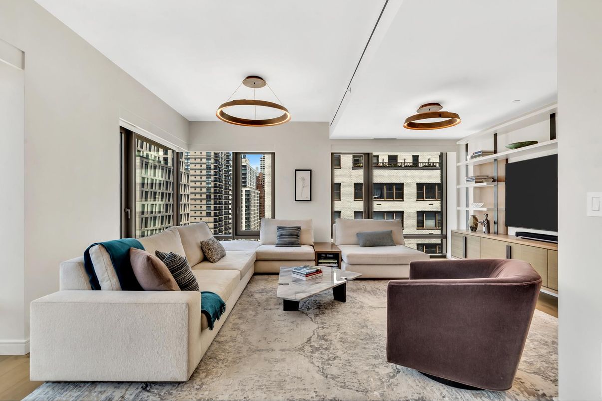 Interior, Living room, Pendant Lights, Wood Texture Flooring
