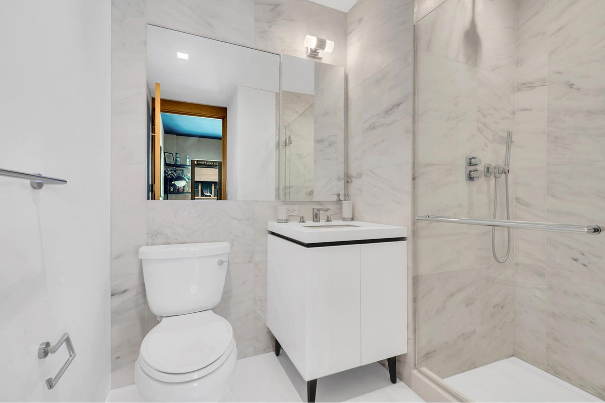 Bathroom, Glass Shower, Interior, Marble Walls