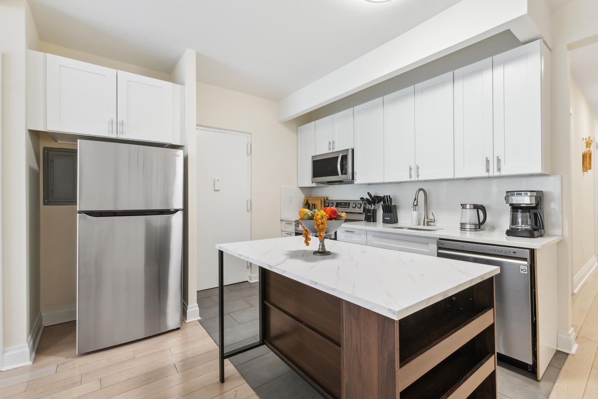 Interior, Kitchen, Stainless Steel Appliances, Wood Texture Flooring