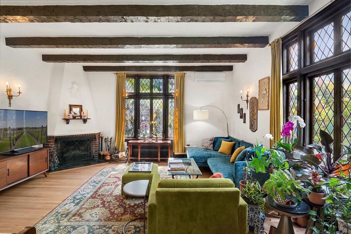 Fireplace, Interior, Living room, Wooden Beams, Wood Texture Flooring
