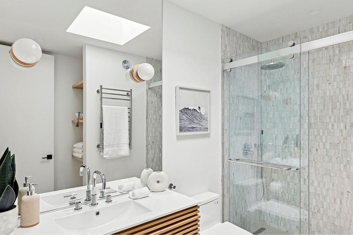 Bathroom, Glass Shower, Interior, Recessed Lighting