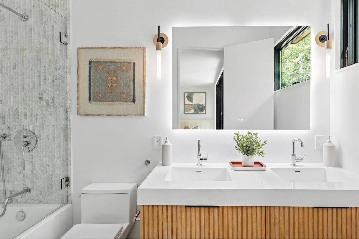 Bathroom, Dual Sink Vanities, Glass Shower, Interior