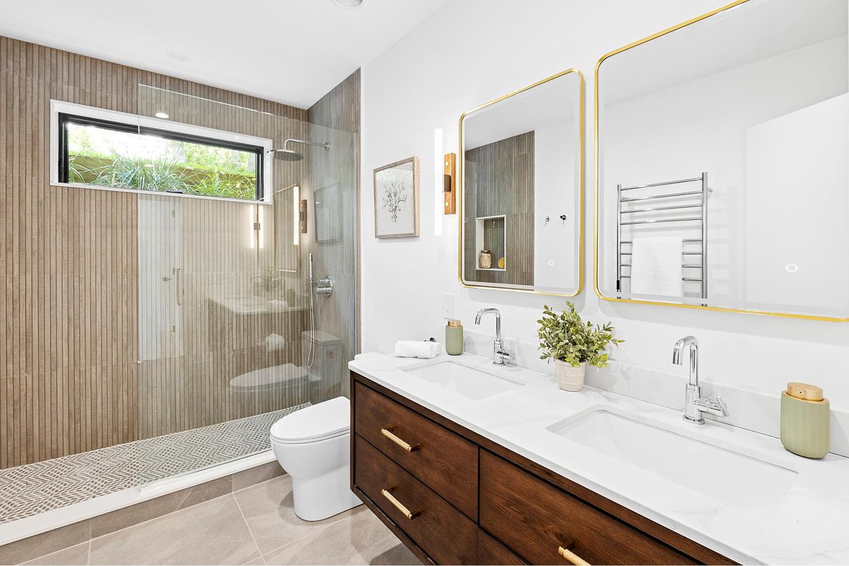 Bathroom, Dual Sink Vanities, Glass Shower, Interior