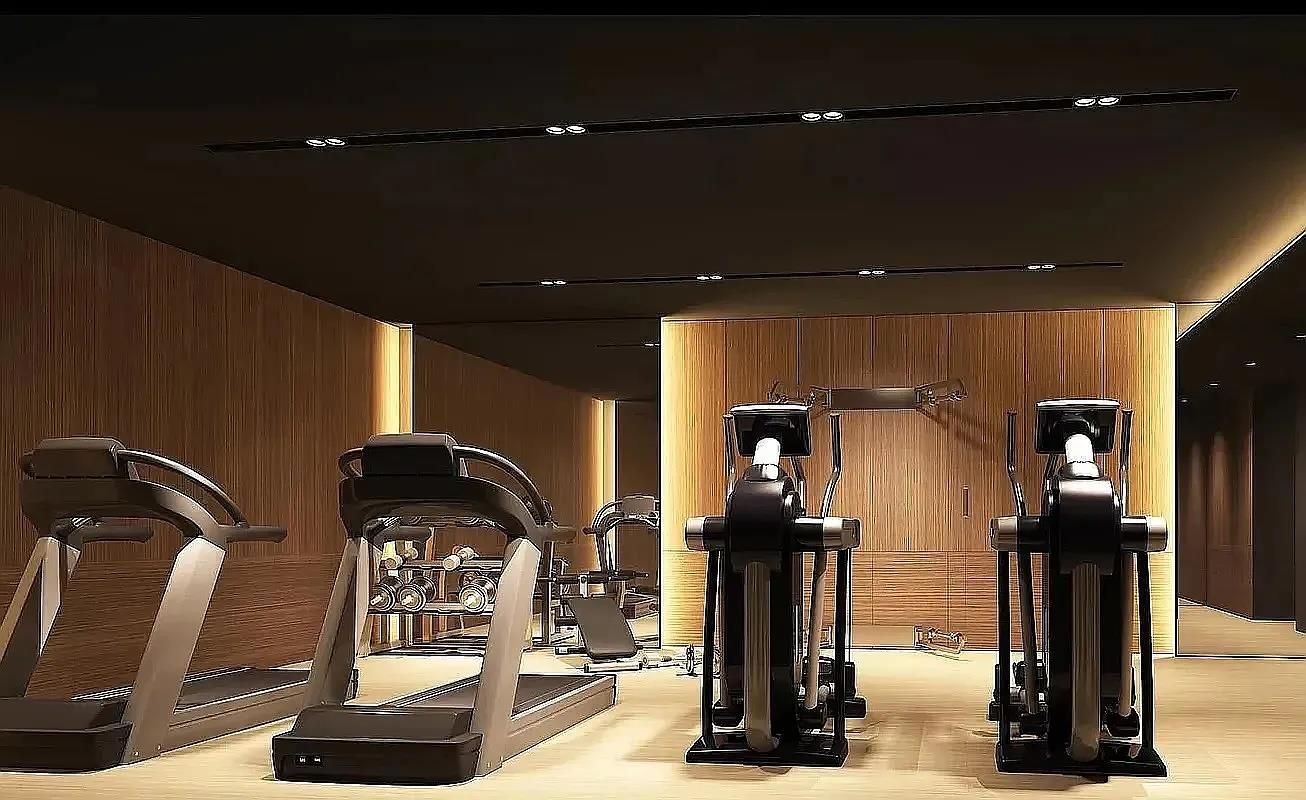 Fitness Equipment, Gym, Interior, Wood Texture Flooring, Wooden Walls