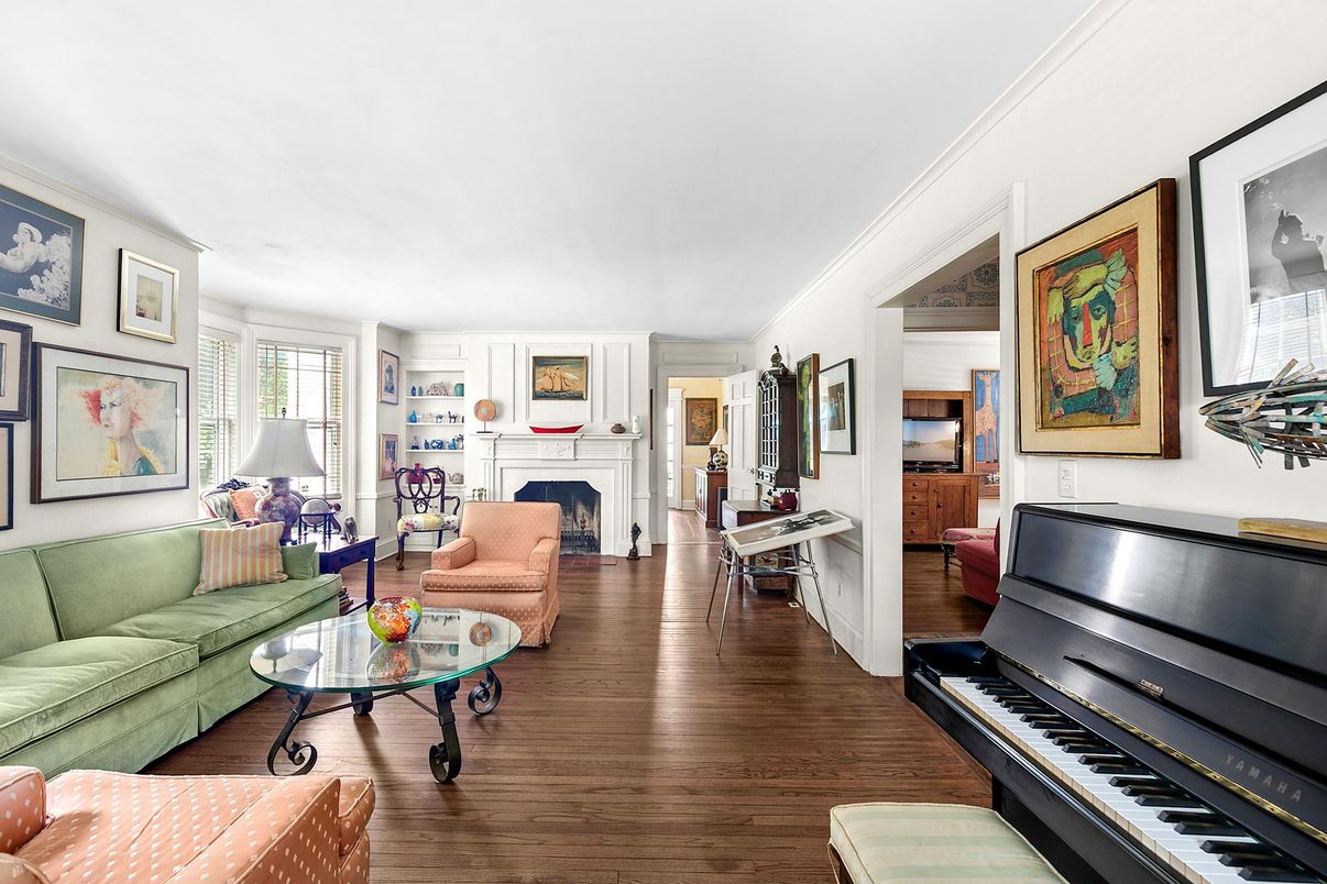 Fireplace, Interior, Living room, Piano, Wood Texture Flooring