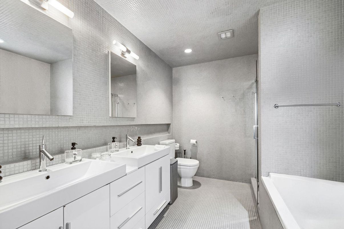 Bathroom, Dual Sink Vanities, Glass Shower, Interior, Recessed Lighting