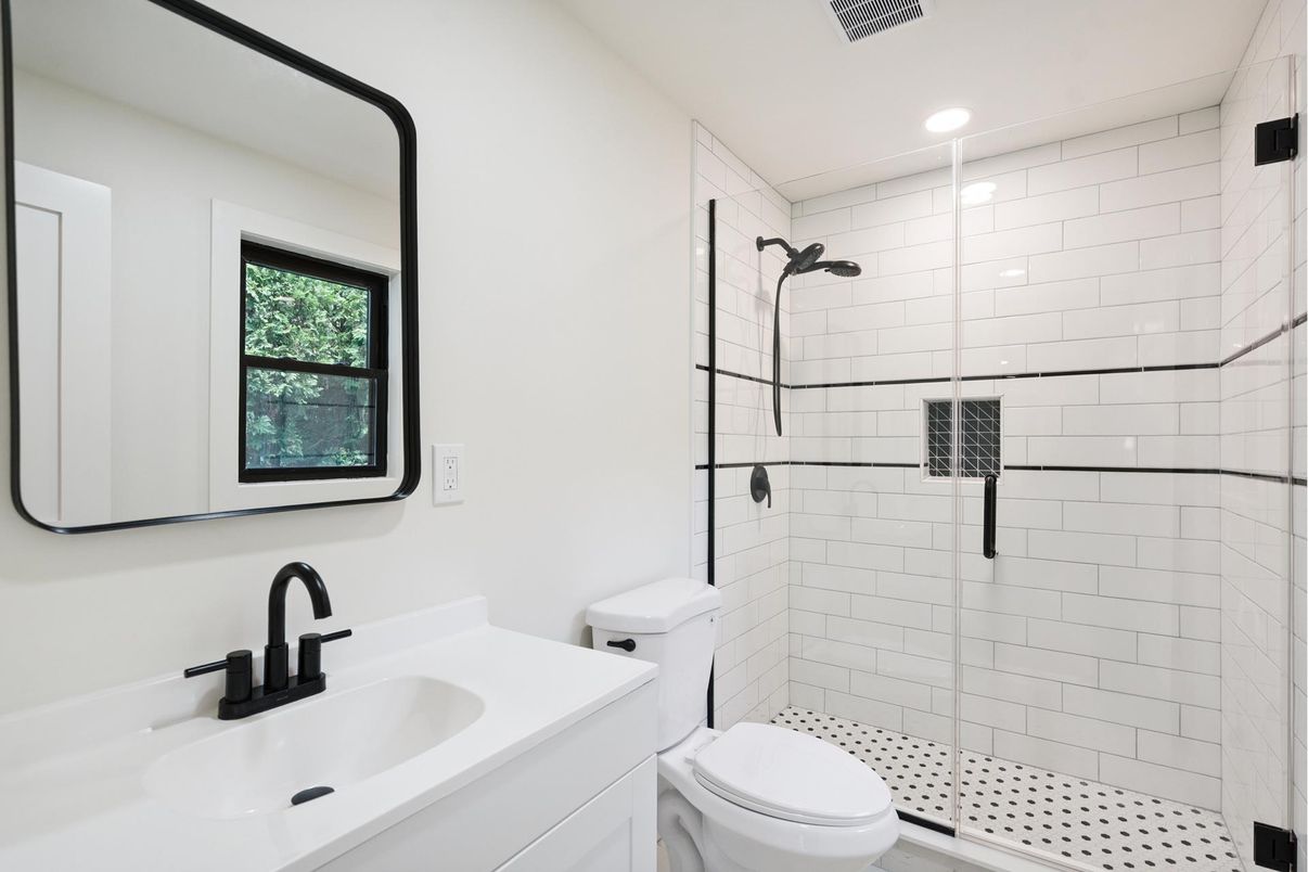 Bathroom, Glass Shower, Interior, Recessed Lighting