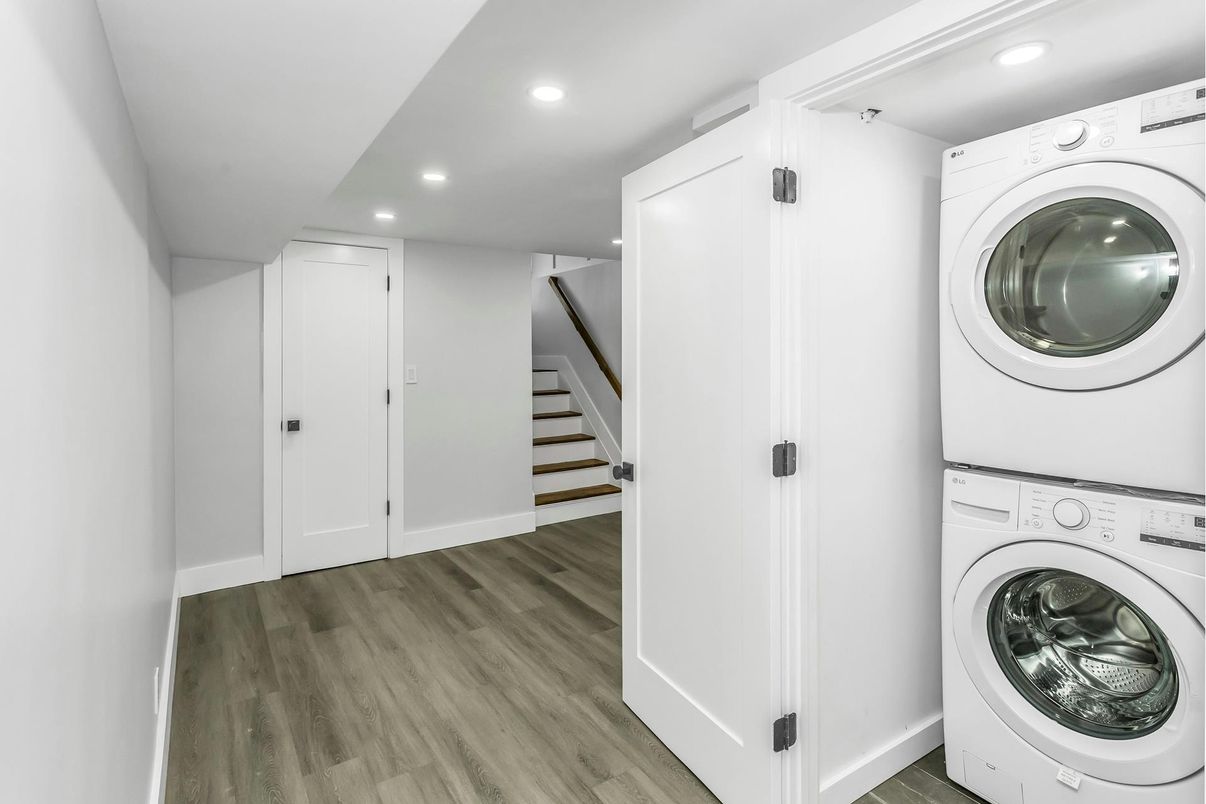 Interior, Recessed Lighting, Utility Closets, Washer, Wood Texture Flooring