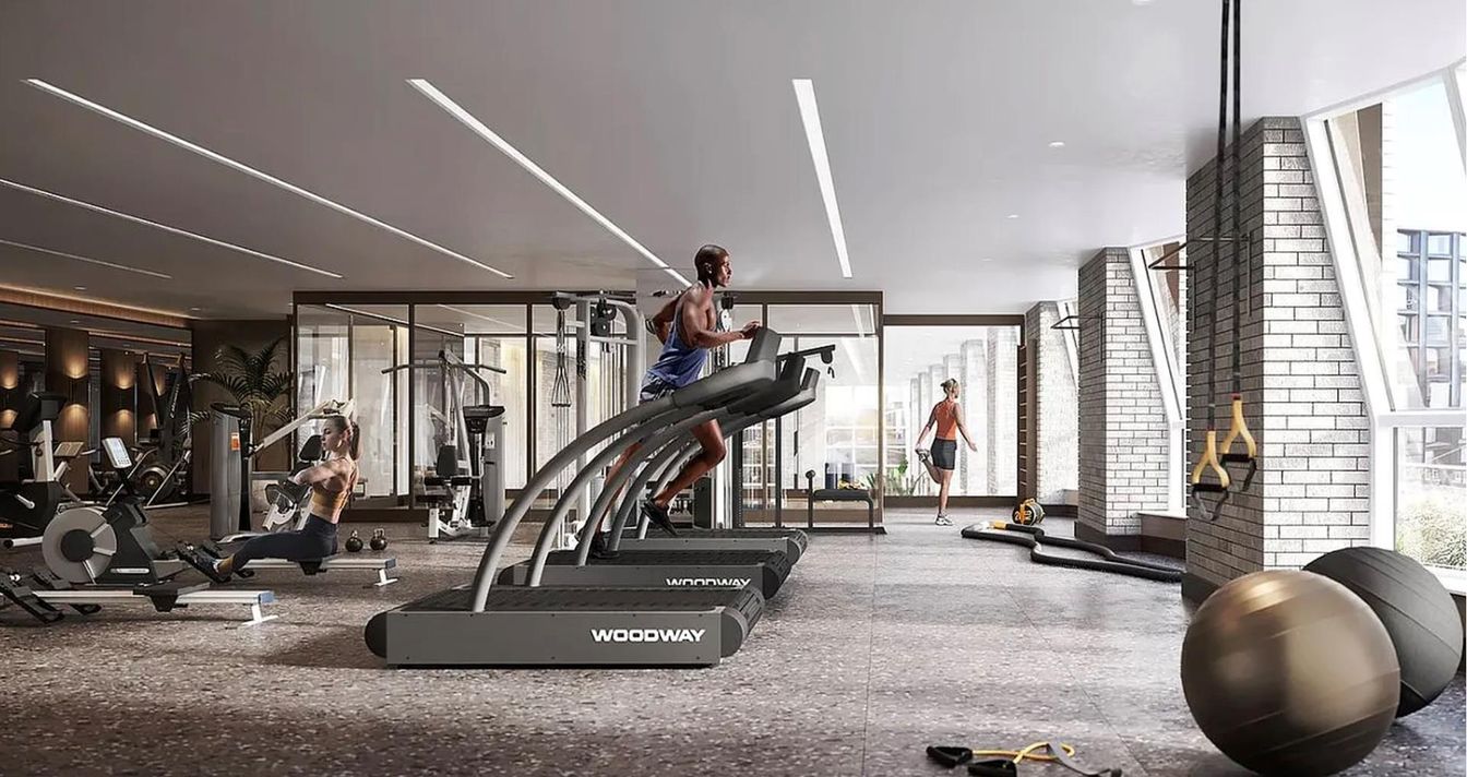 Fitness Equipment, Gym, Interior, Recessed Lighting