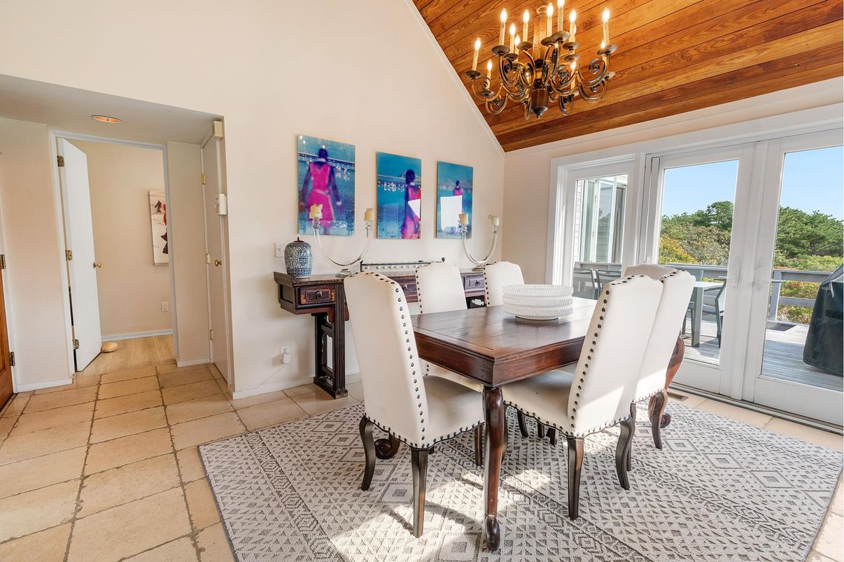 Chandelier, Dining room, Interior, Wooden Ceilings