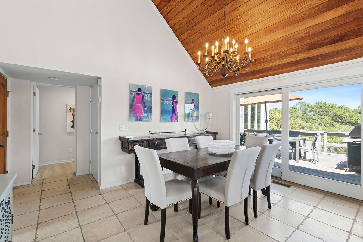 Chandelier, Dining room, Interior, Wooden Ceilings