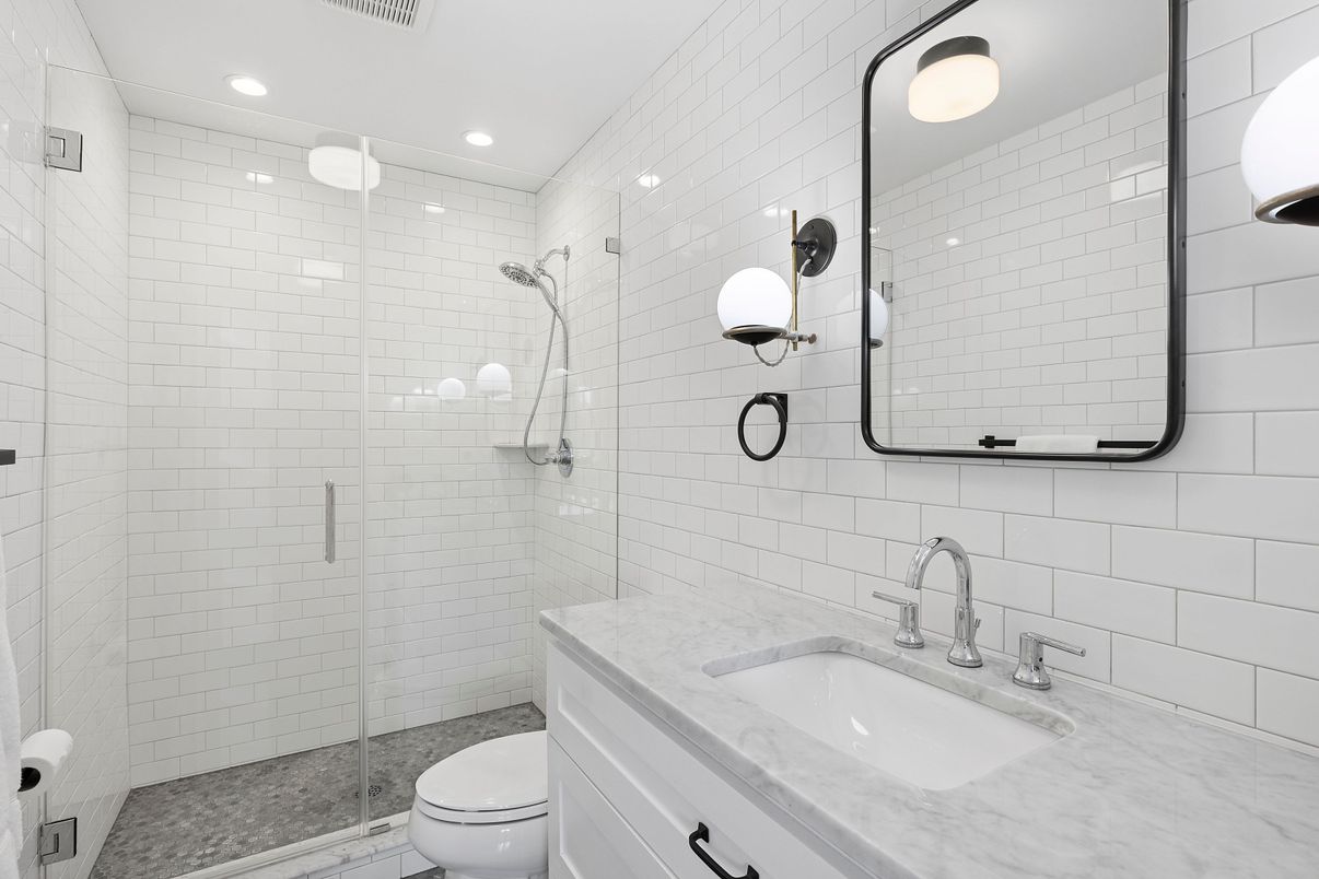 Bathroom, Glass Shower, Interior, Recessed Lighting