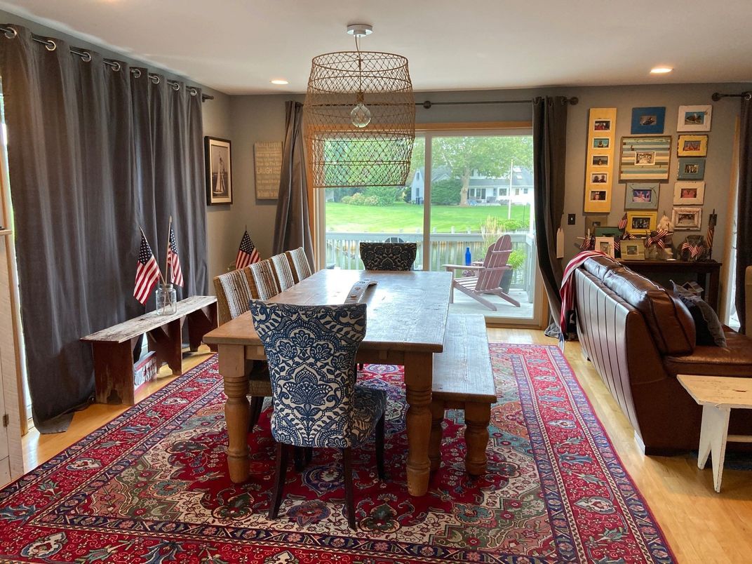 Dining room, Interior, Pendant Lights, Recessed Lighting, Wood Texture Flooring