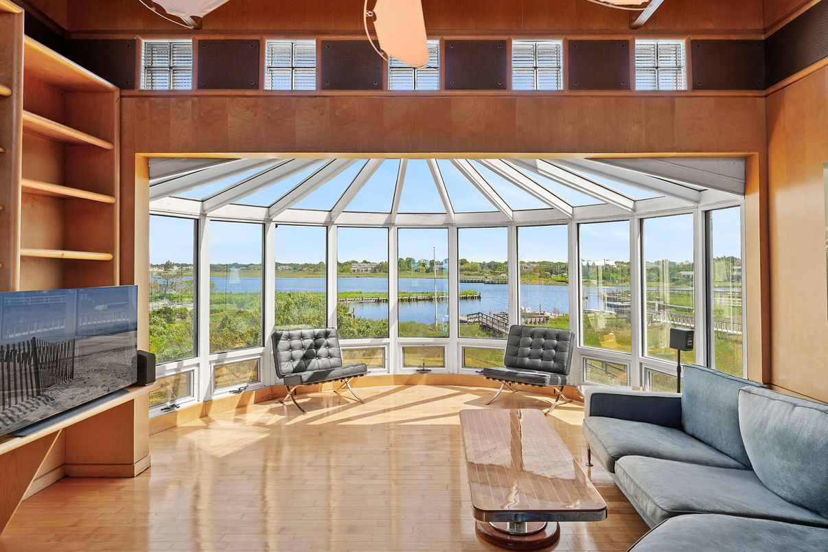 Glass Ceilings, Interior, Sun Room, Water, Wood Texture Flooring