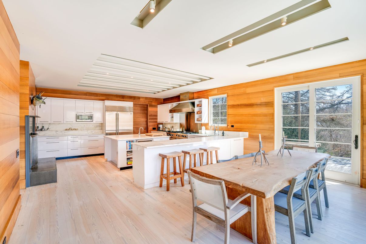 Dining room, Interior, Kitchen, Wood Texture Flooring, Wooden Walls