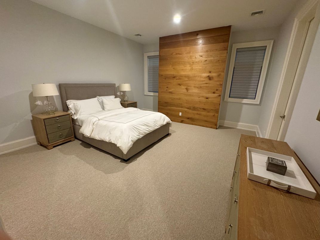 Bedroom, Interior, Recessed Lighting, Wooden Walls